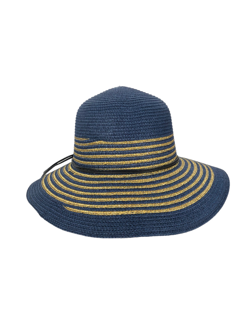 Grossiste Lidy's - Chapeau Paille Papier fantaisie avec fine tresse et bandes dorées