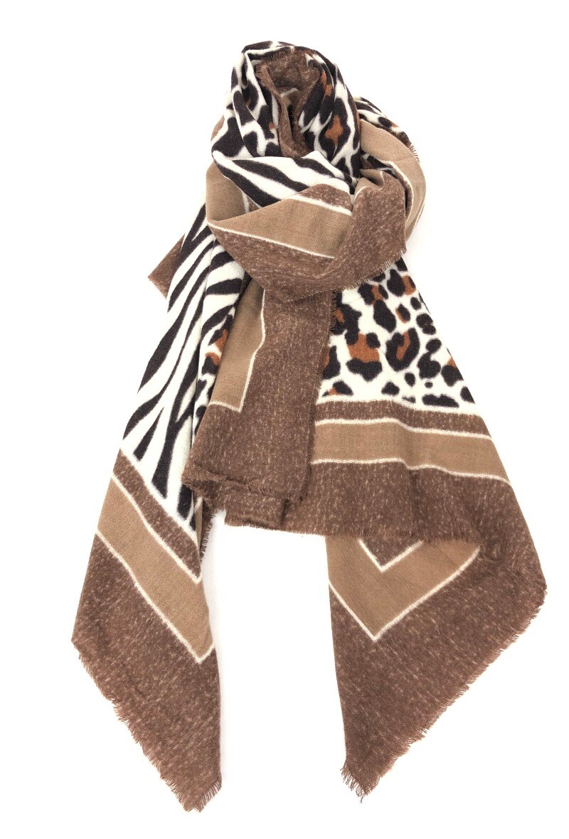 Wholesaler Lidy's - Leopard scarf with contrasting borders