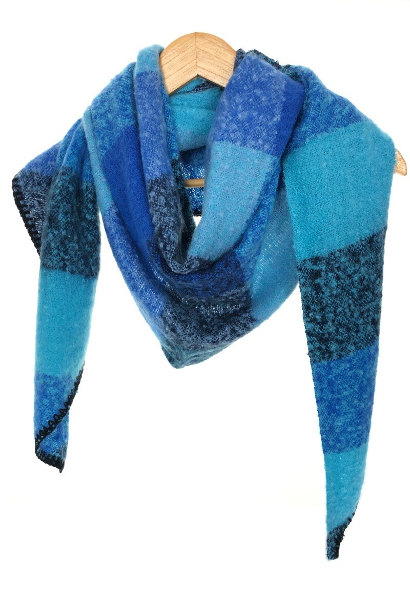 Wholesaler Lidy's - Plaid mohair-effect triangular scarf