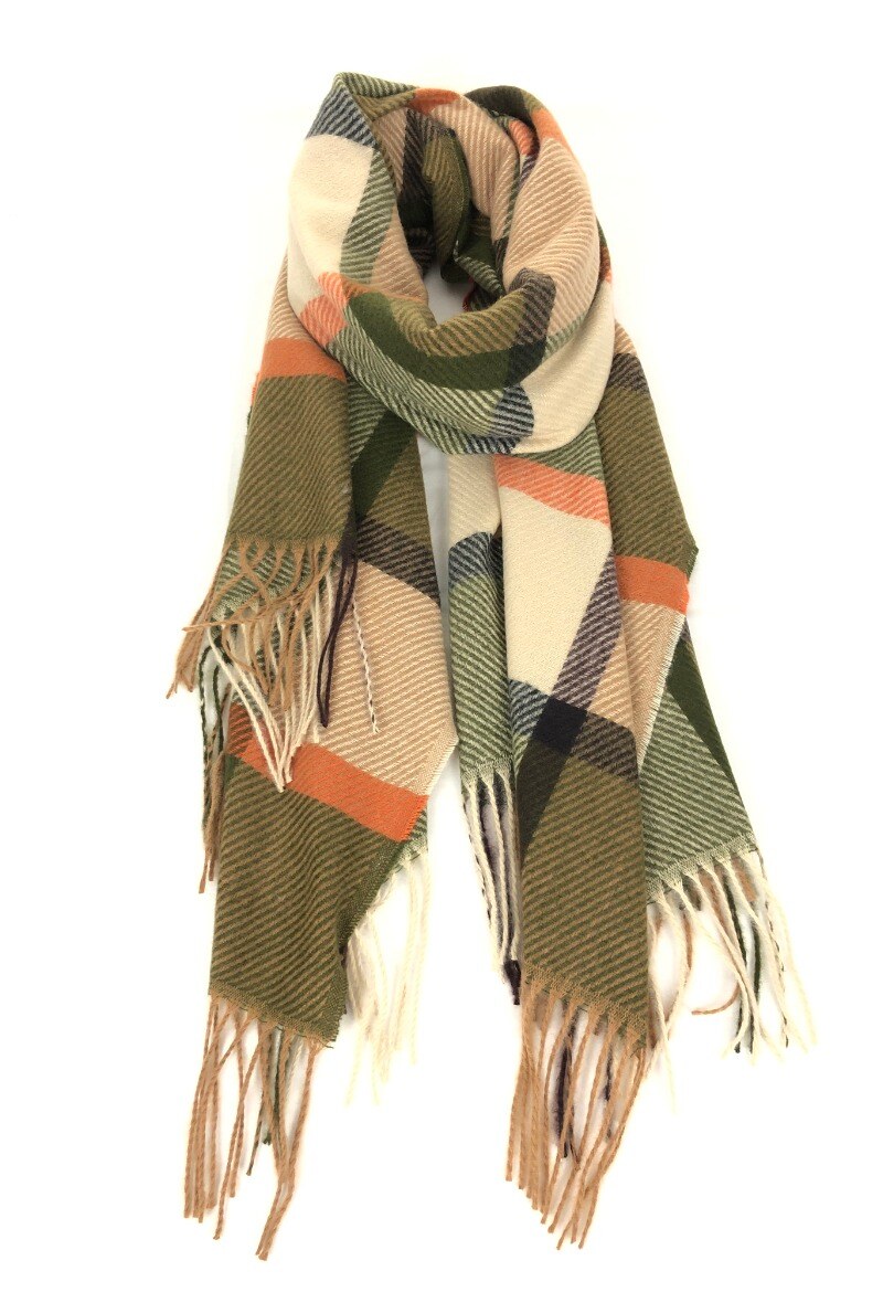 Wholesaler Lidy's - Plaid scarf with long fringes