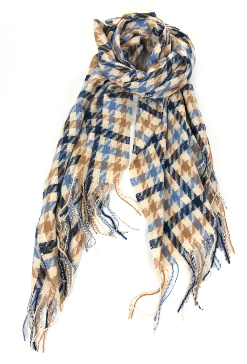 Wholesaler Lidy's - Houndstooth patterned scarf with frayed fringes