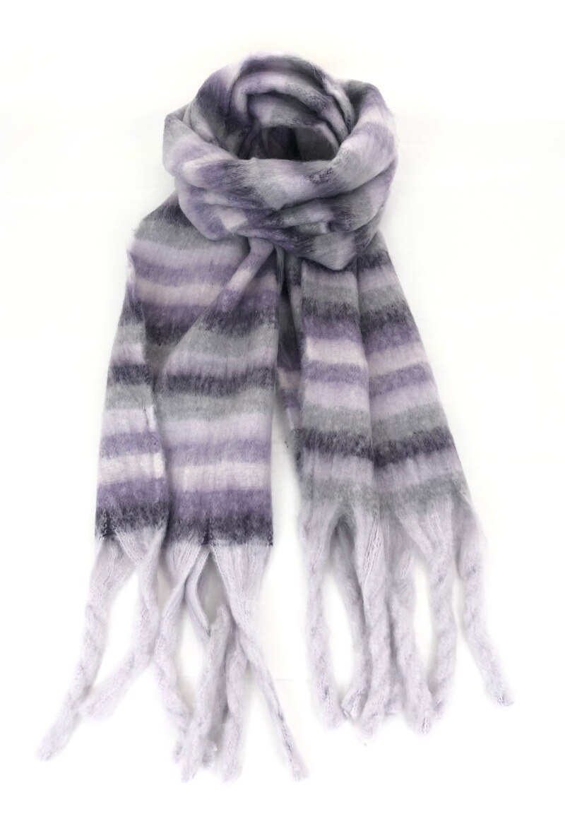 Wholesaler Lidy's - Striped scarf with twisted fringes