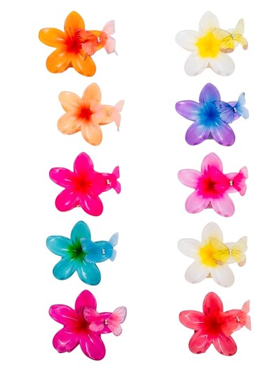 Wholesaler Lili à la plage - Flower hair clip with butterfly – Assortment of 12 pieces Wholesaler Lili à la plage - Flower hair clip with butterfly – Assortment of 12 pieces