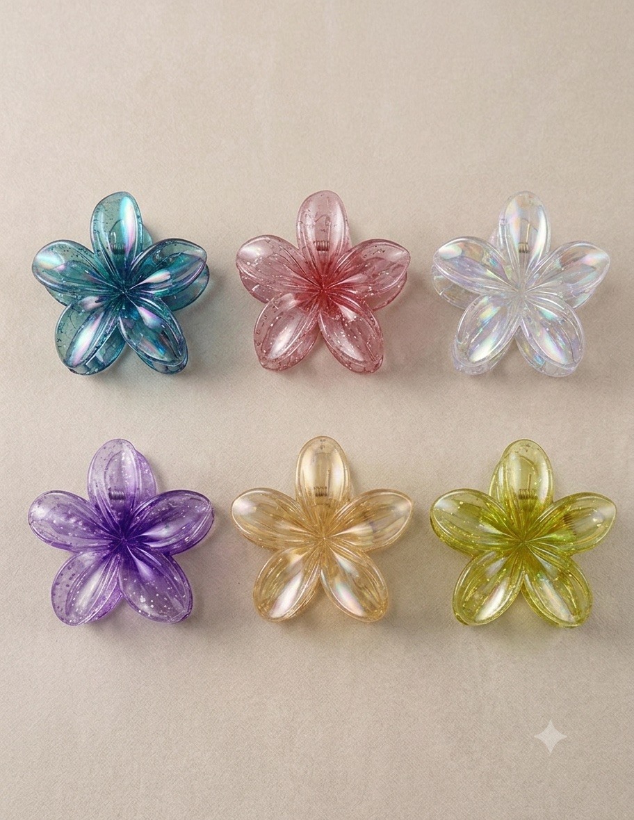 Grossista Lili à la plage - Fermaglio per capelli con fiori lucenti – Set da 12