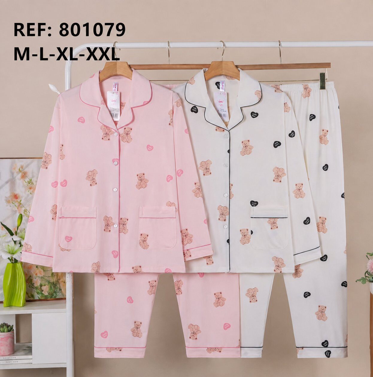 Wholesaler LiLi & Zoe - WOMEN'S PAJAMA SET WITH PATTERNS 801079