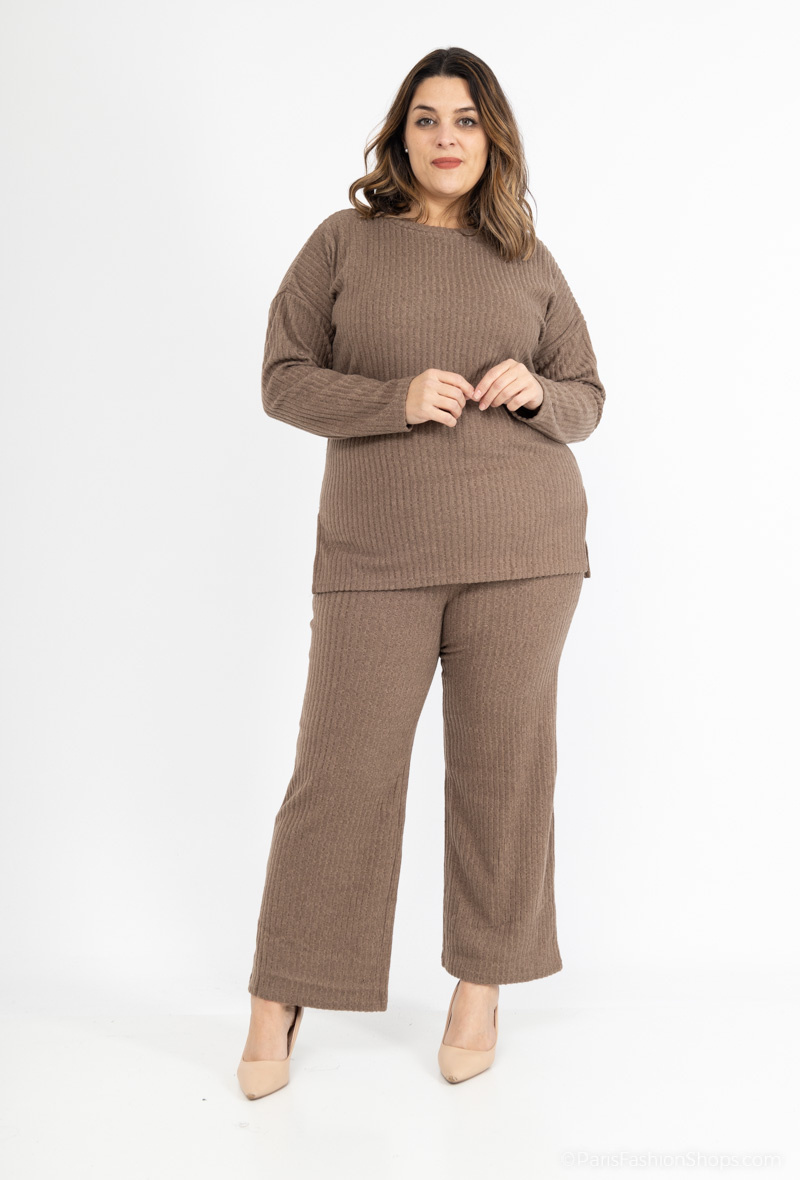 Grossiste Lilie Plus - Emsembles haut vol rond pantalon large grande taille