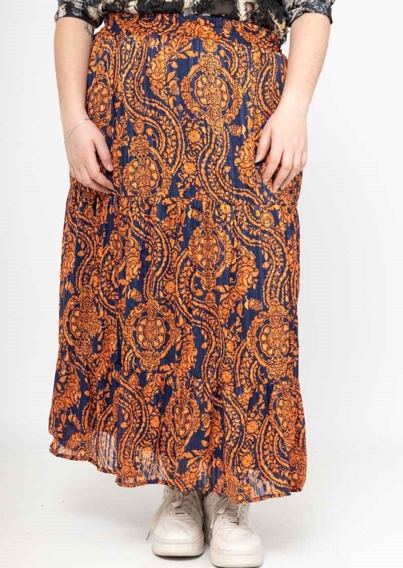 Grossiste Lilie Plus - Jupes longue avec imprime taille plus lxl xlxxl