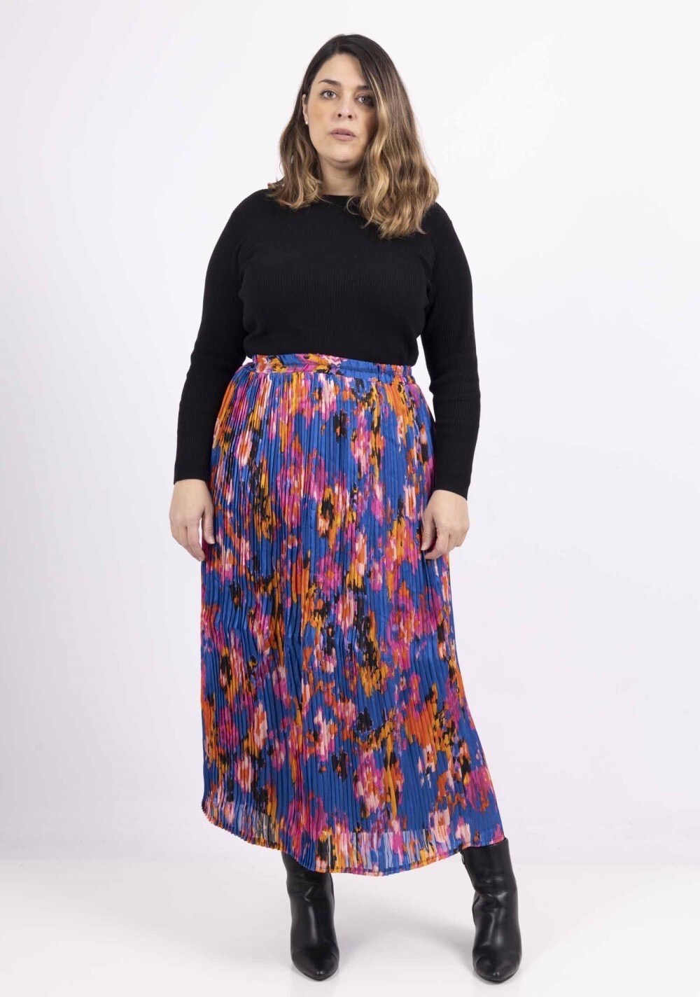 Grossiste Lilie Plus - jupes longue avec imprime taille plus lxl xlxxl