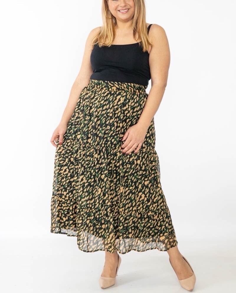 Grossiste Lilie Plus - jupes longue avec imprime taille plus lxl xlxxl