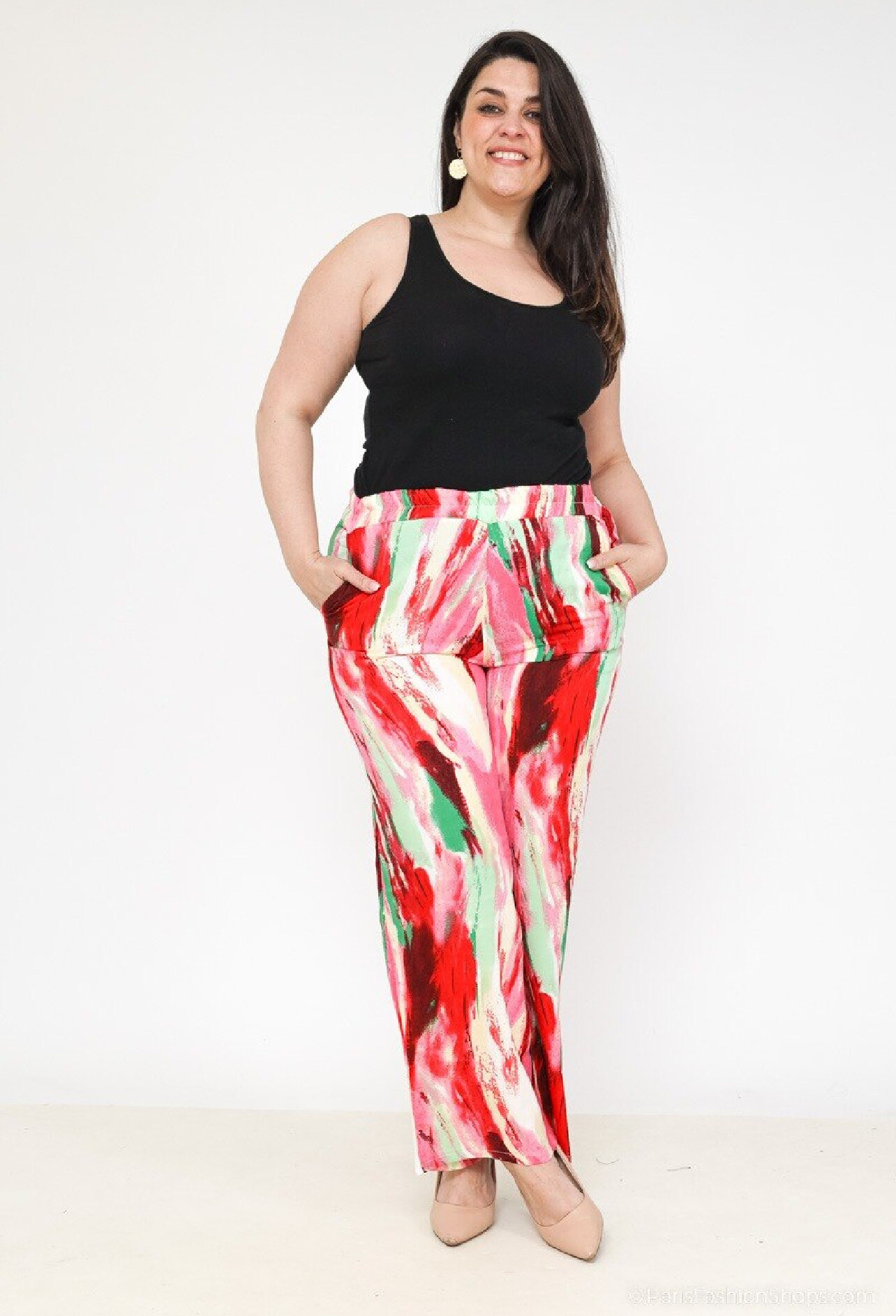 Wholesaler Lilie Plus - Pantalon large à imprimé grande taille