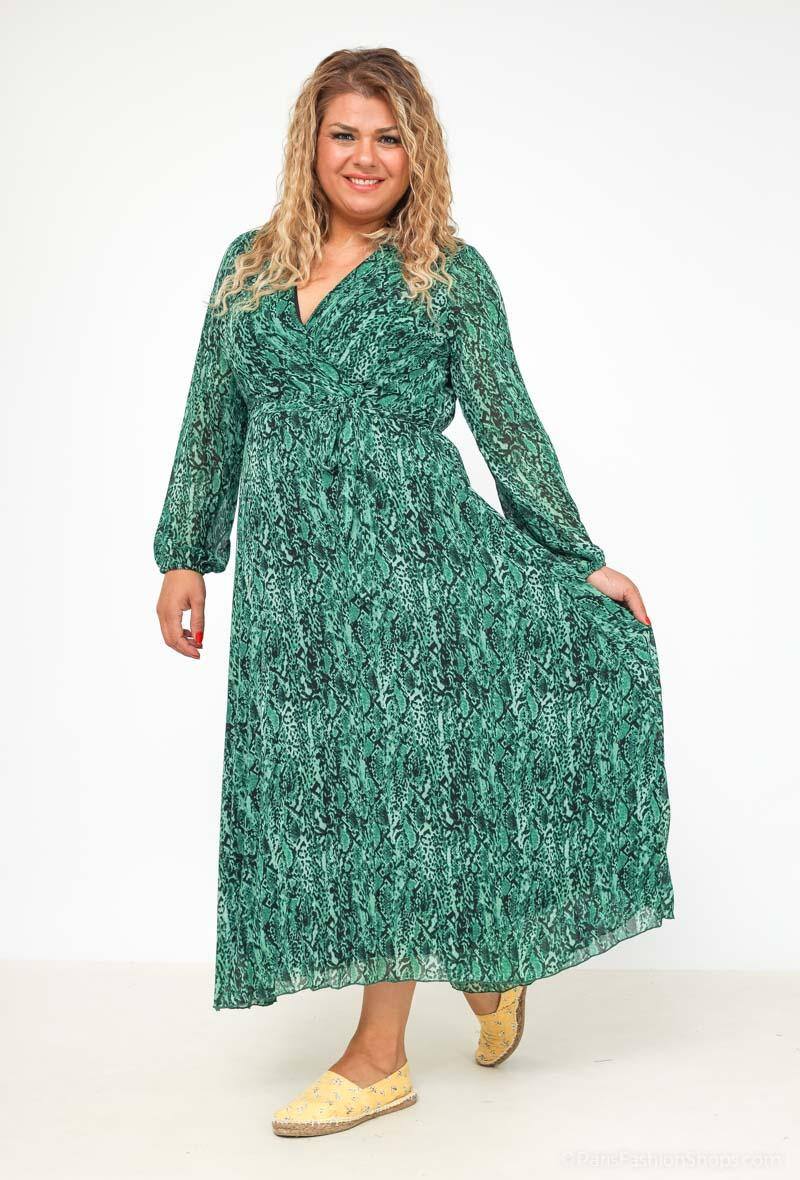 Großhändler Lilie Plus - Bedrucktes Maxikleid in Übergröße