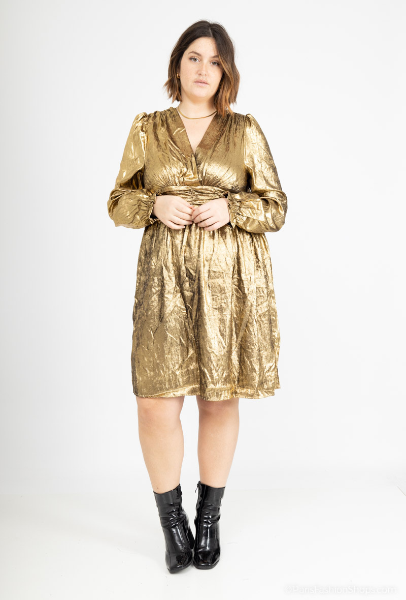 Großhändler Lilie Plus - Bedrucktes kurzes Kleid in Übergröße