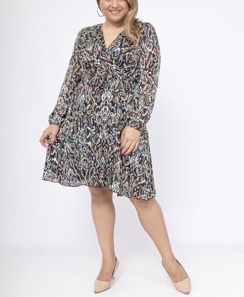 Grossiste Lilie Plus - Robe courte avec imprime taille plus lxl xlxxl
