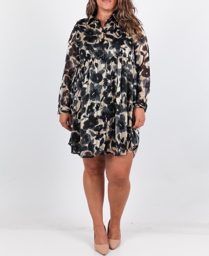 Grossiste Lilie Plus - Robe courte avec imprime taille plus lxl xlxxl