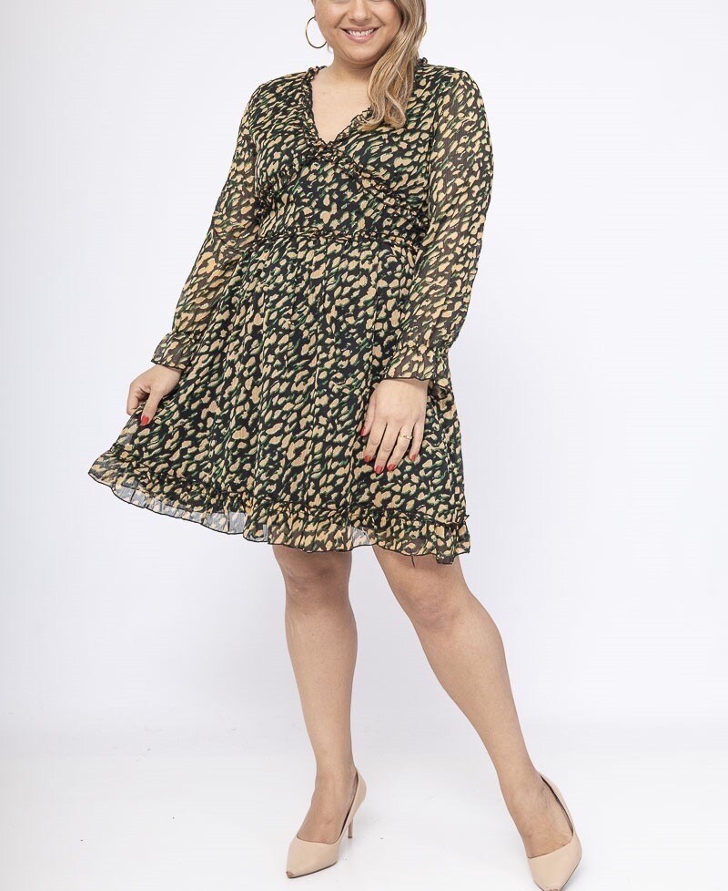 Grossiste Lilie Plus - Robe courte avec imprime taille plus lxl xlxxl