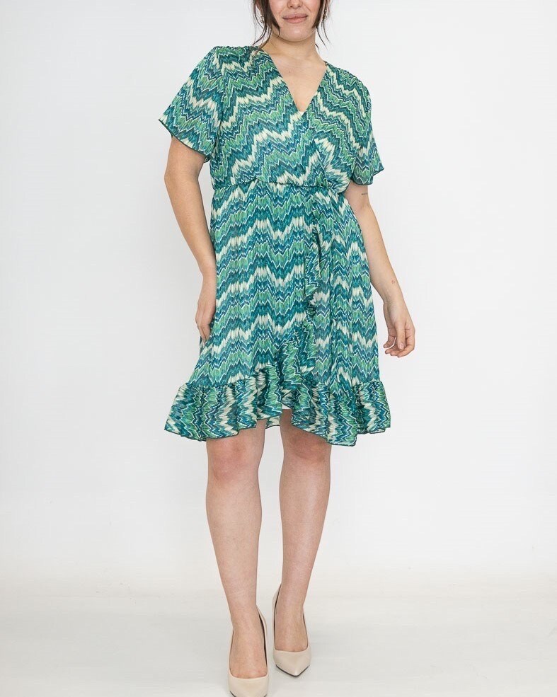 Großhändler Lilie Plus - kurzes Kleid mit Print in Übergröße LXL XLXXL