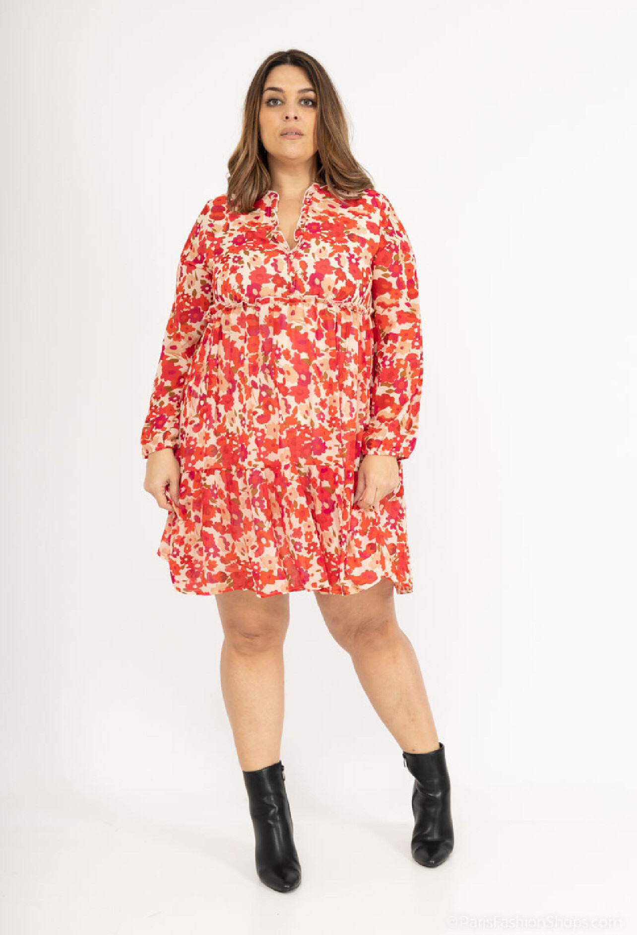 Mayorista Lilie Plus - Vestido corto estampado talla grande