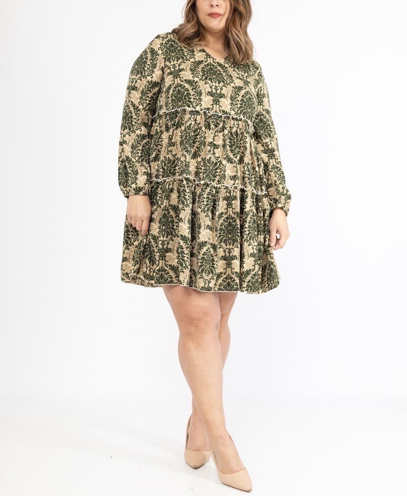 Grossiste Lilie Plus - Robe courte avec imprime taille plus lxl xlxxl