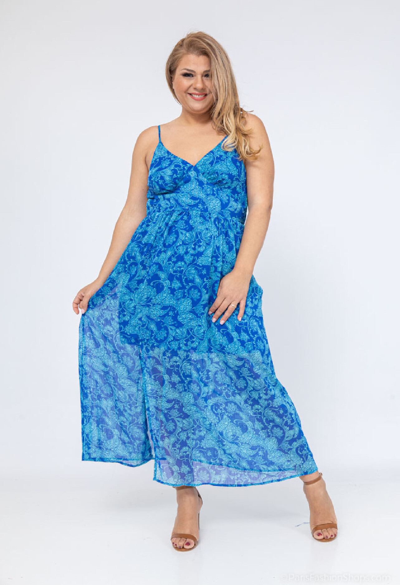 Wholesaler Lilie Plus - long dress in double print size lxl xlxxl