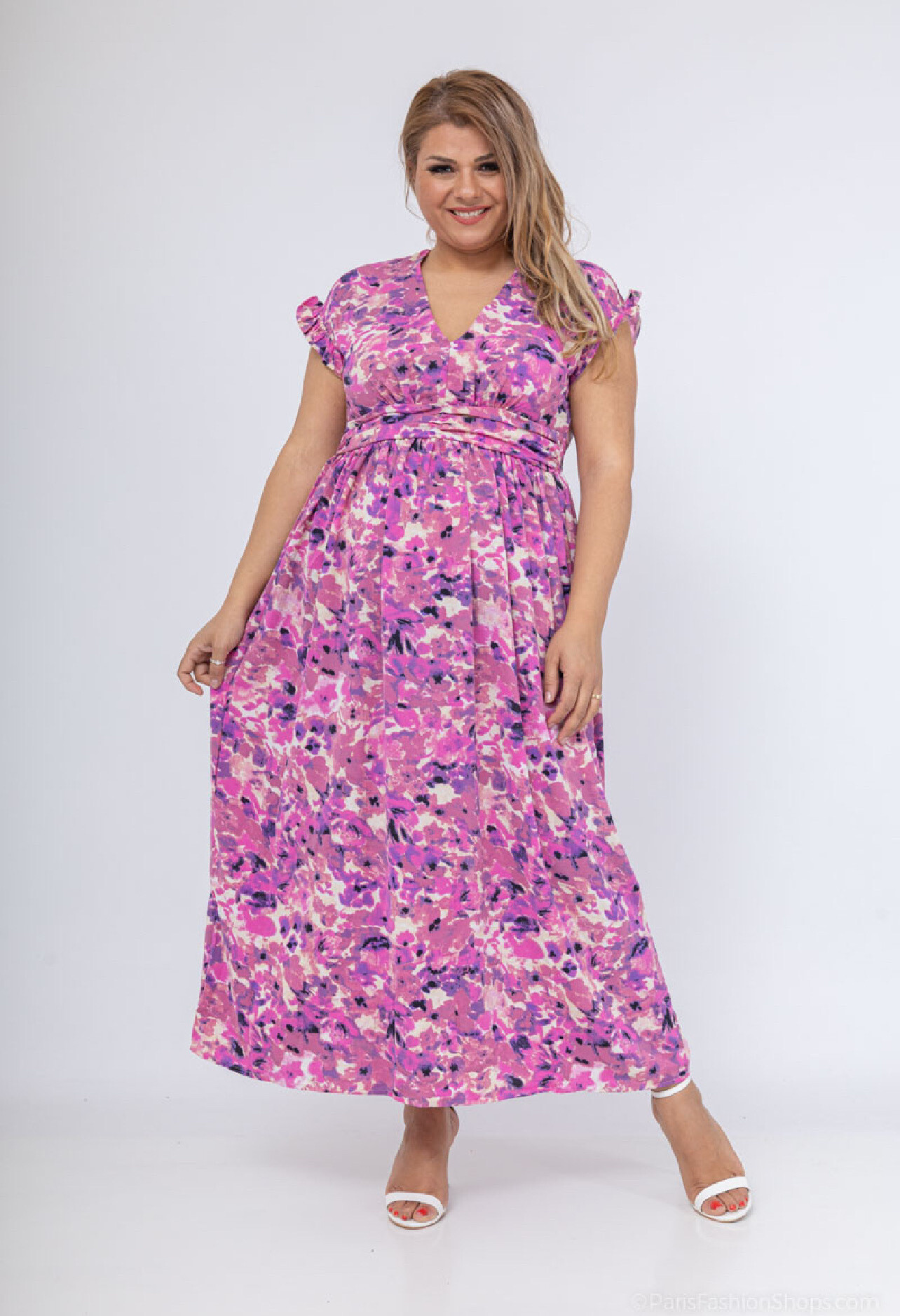Grossiste Lilie Plus - robe longue en imprime double taille lxl xlxxl
