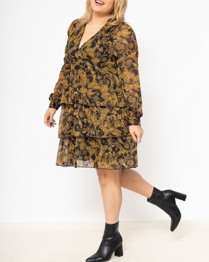 Grossiste Lilie Plus - Robe courte avec imprime taille plus lxl xlxxl