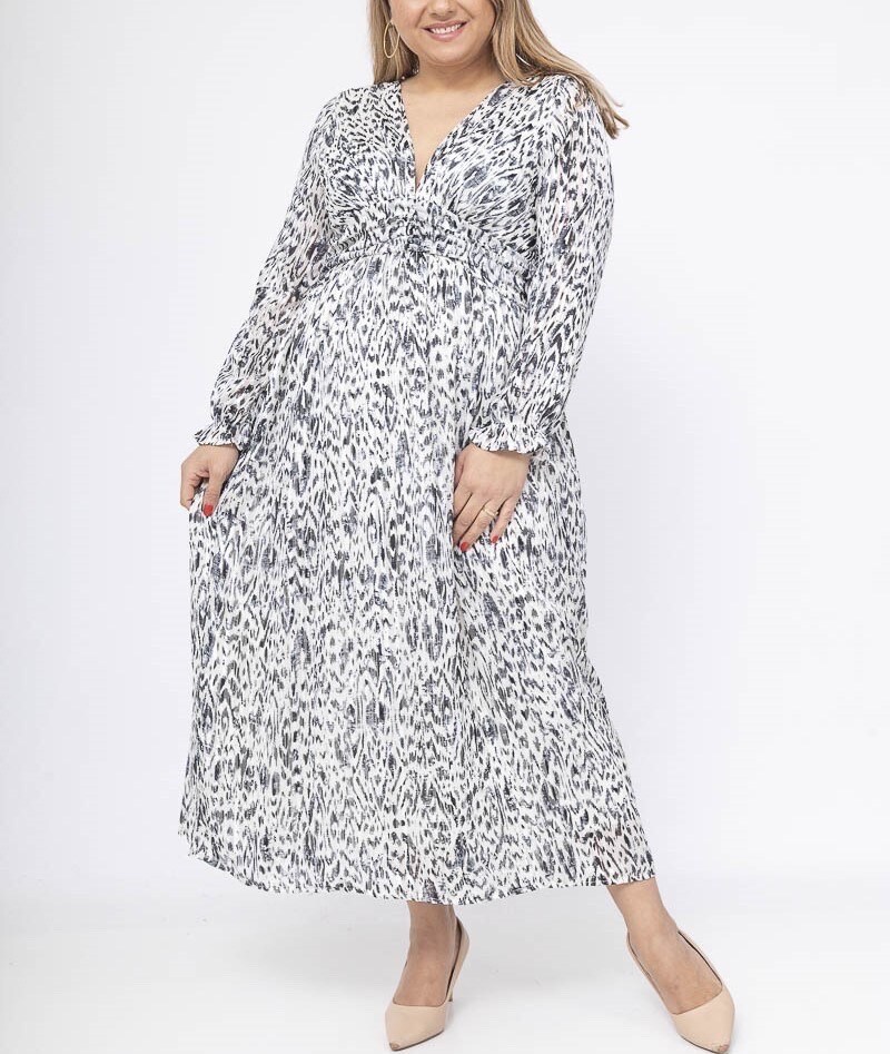 Grossiste Lilie Plus - Robe longue avec imprime taille plus lxl xlxxl