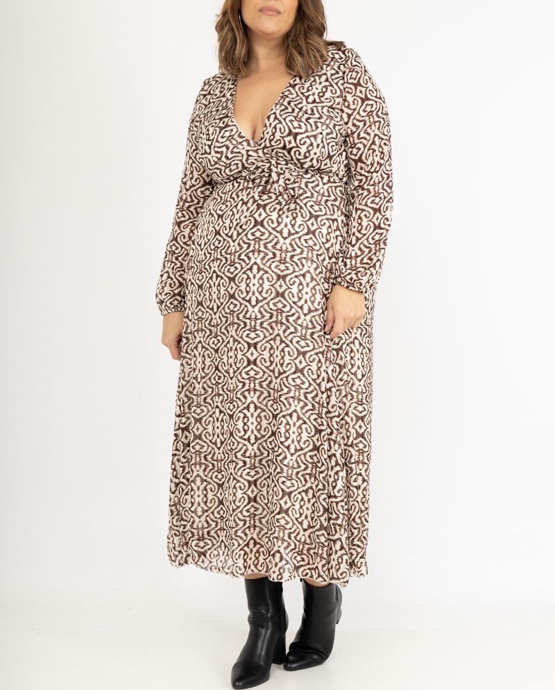 Grossiste Lilie Plus - Robe longue avec imprime taille plus lxl xlxxl