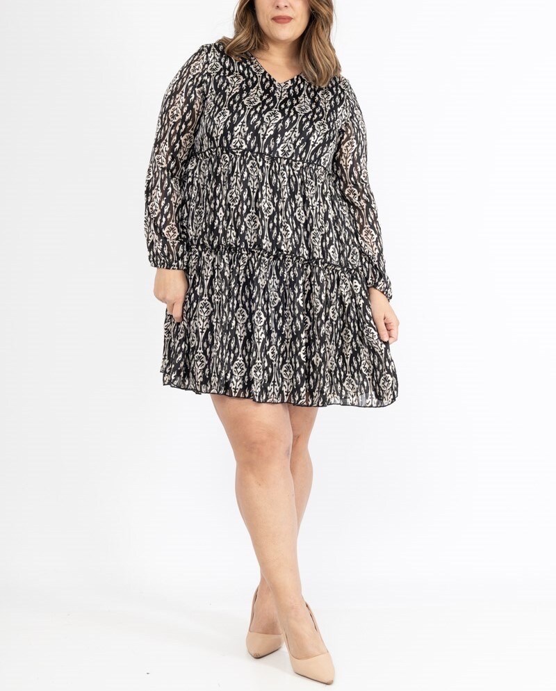 Grossiste Lilie Plus - Robe courte avec imprimé taille plus LXL XLXXL