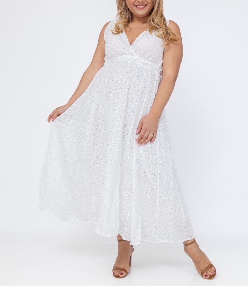 white boho maxi dress plus size Stunning Plus Size White Boho Halter Cutout Maxi Dress