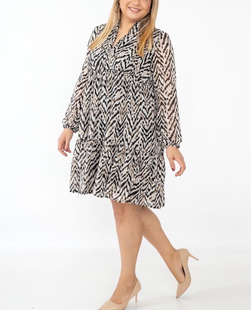 Grossiste Lilie Plus - Robe courte avec imprime taille plus lxl xlxxl