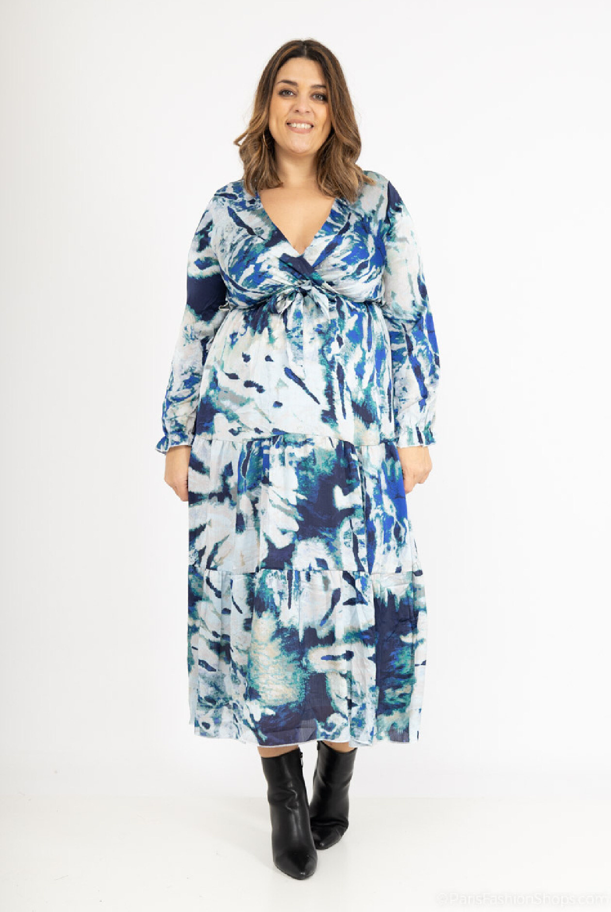 Großhändler Lilie Plus - Bedrucktes Maxikleid in Übergröße