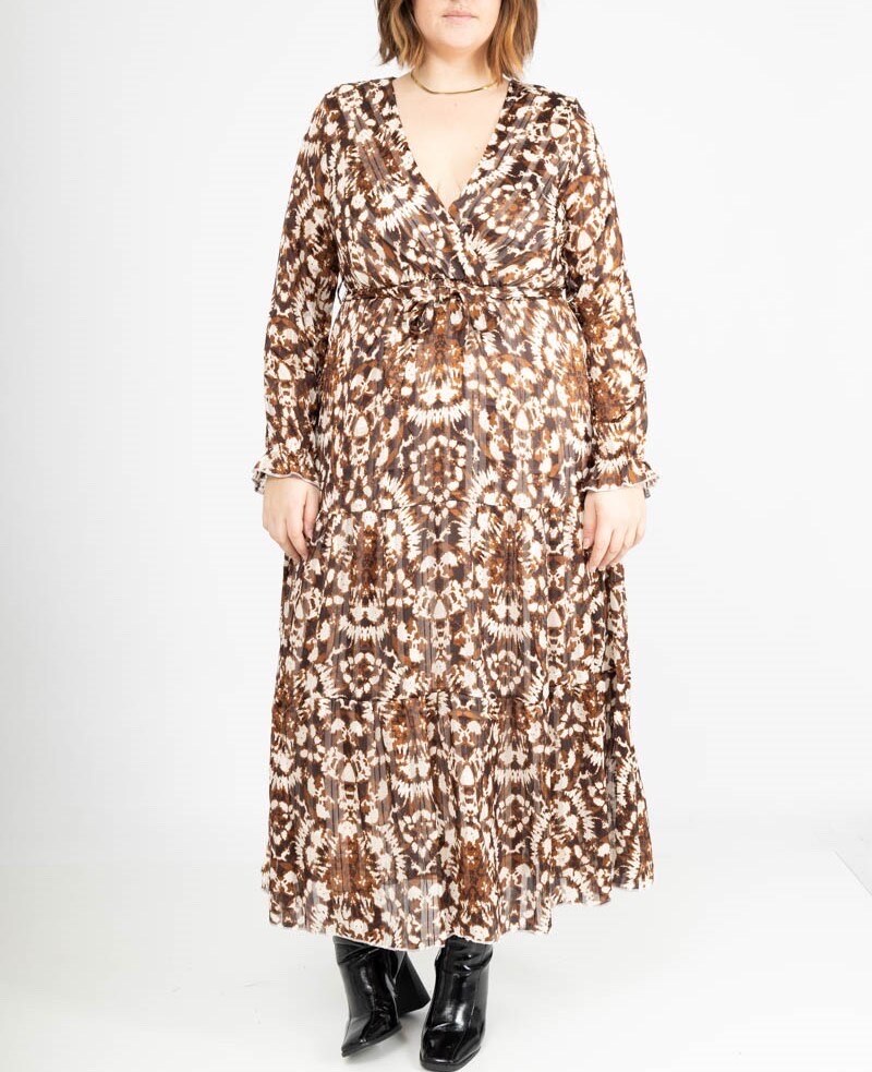 Grossiste Lilie Plus - Robe longue avec imprime taille plus lxl xlxxl