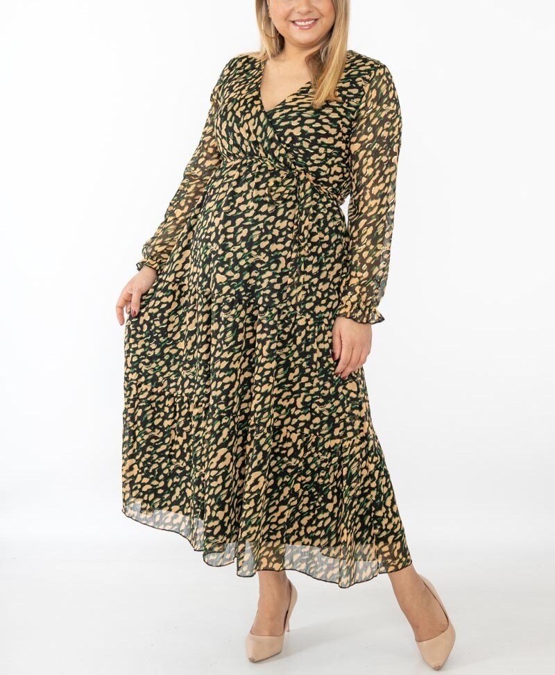 Grossiste Lilie Plus - robe longue avec imprime taille plus lxl xlxxl