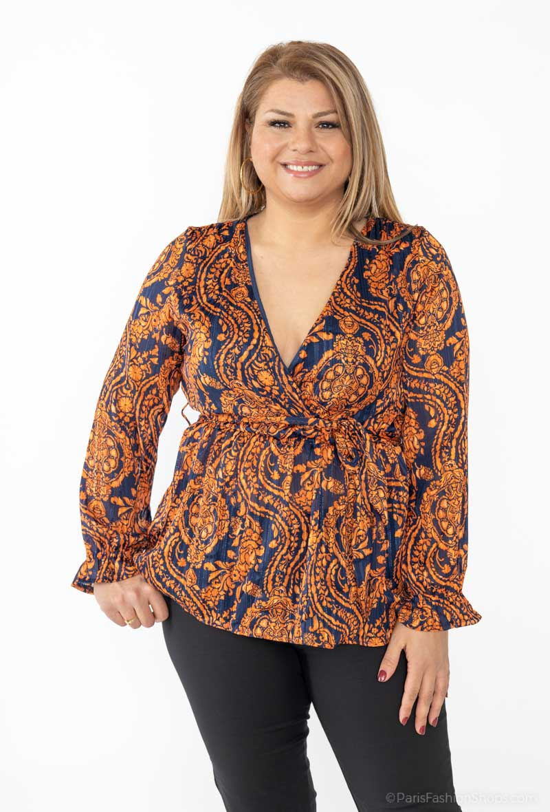 Grossista Lilie Plus - top incrociato con stampa paisley taglie forti