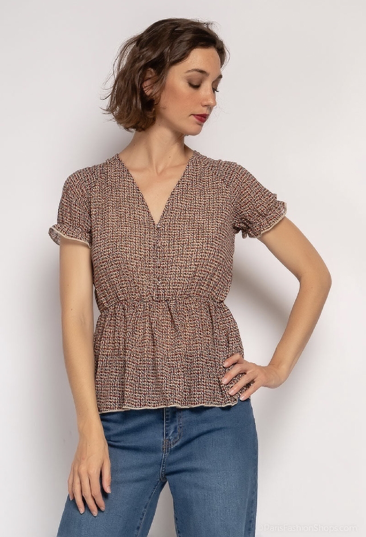 Grossiste Lilie Rose - Blouse imprimée à volants