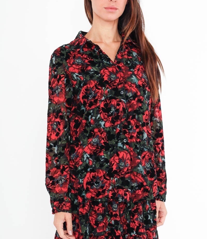 Grossiste Lilie Rose - Chemise imprime avec touches de velours