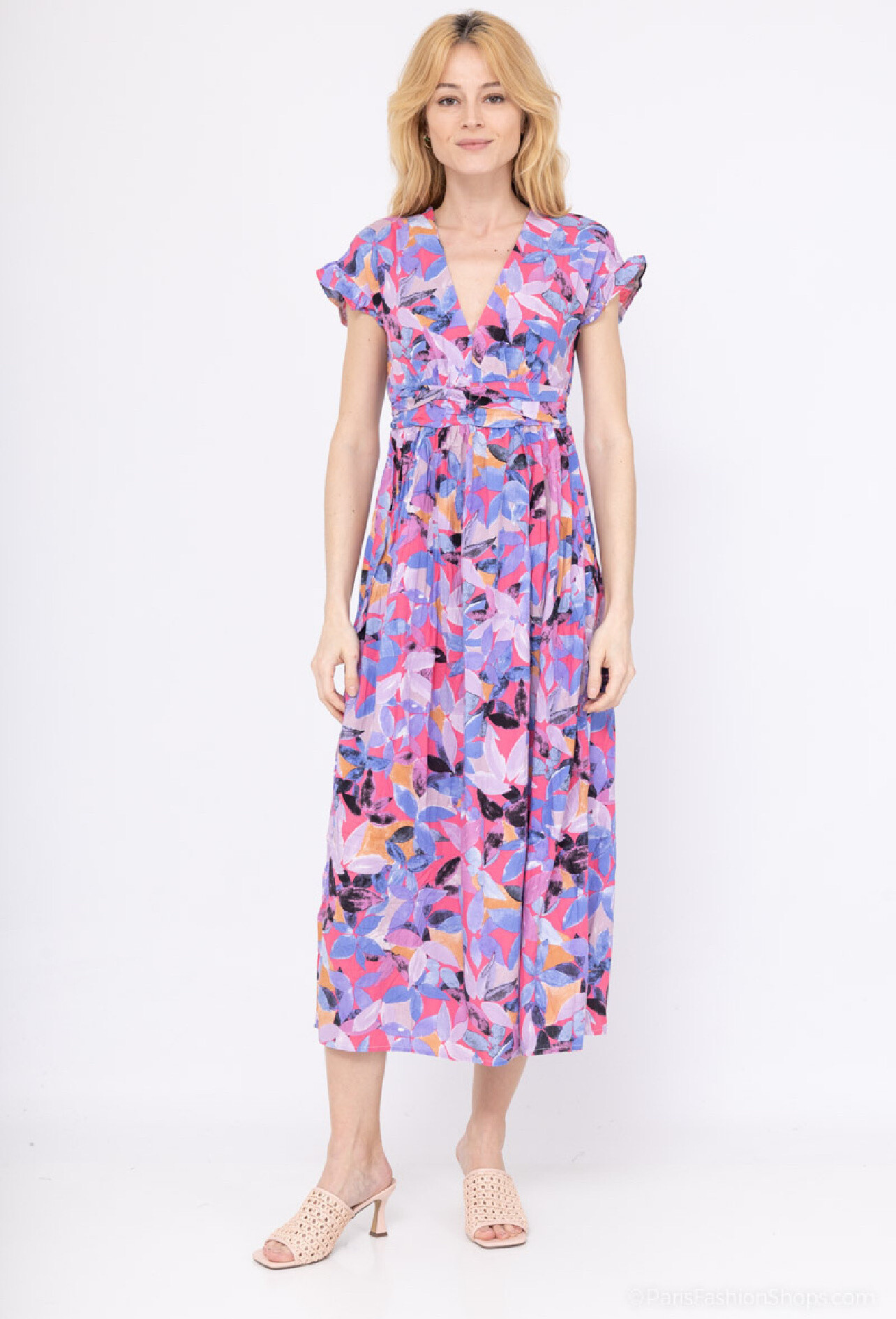Grossiste Lilie Rose - robe longue en imprime en coton