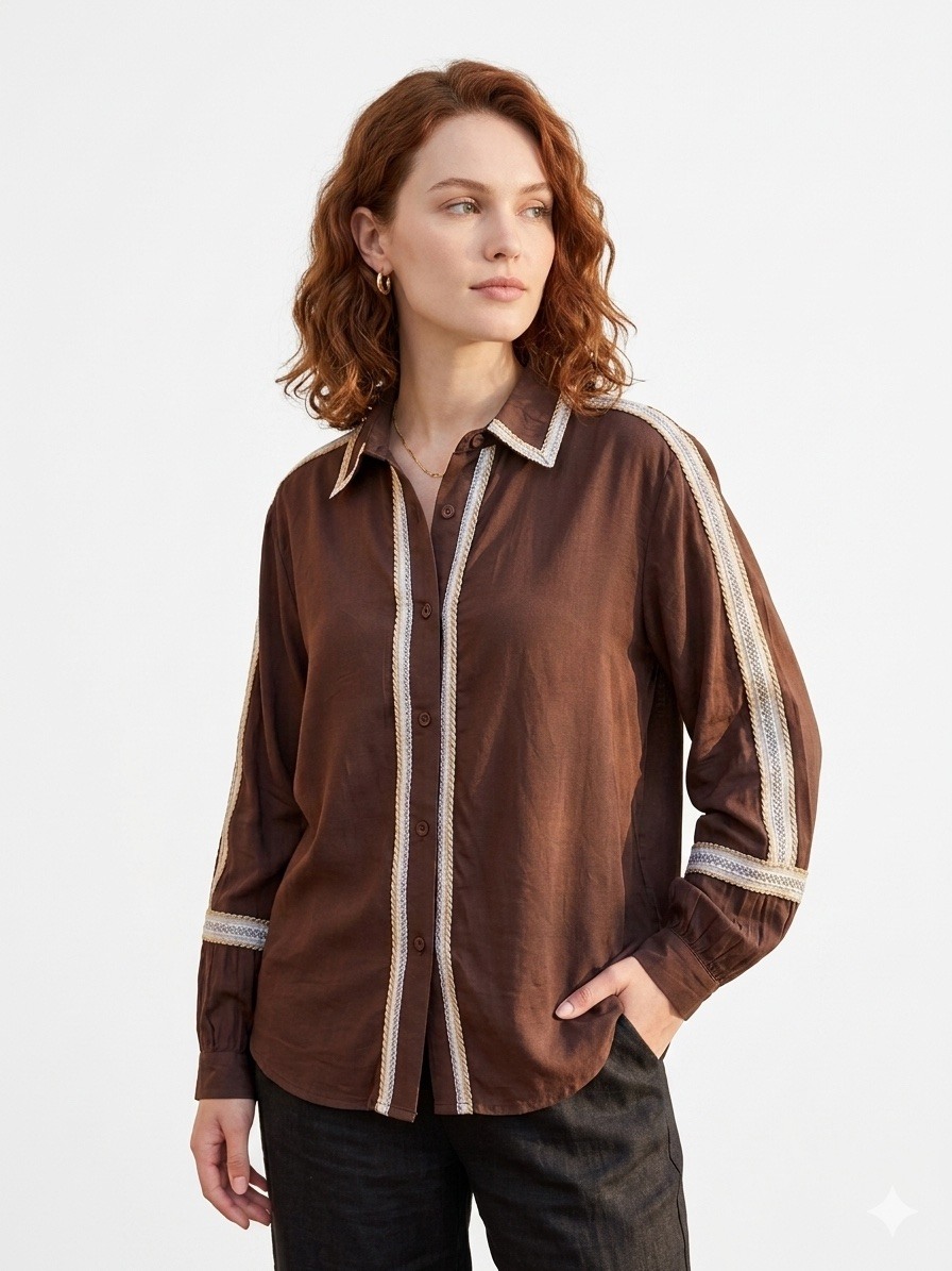 Grossista Lilie Rose - Camicia fluida a maniche lunghe