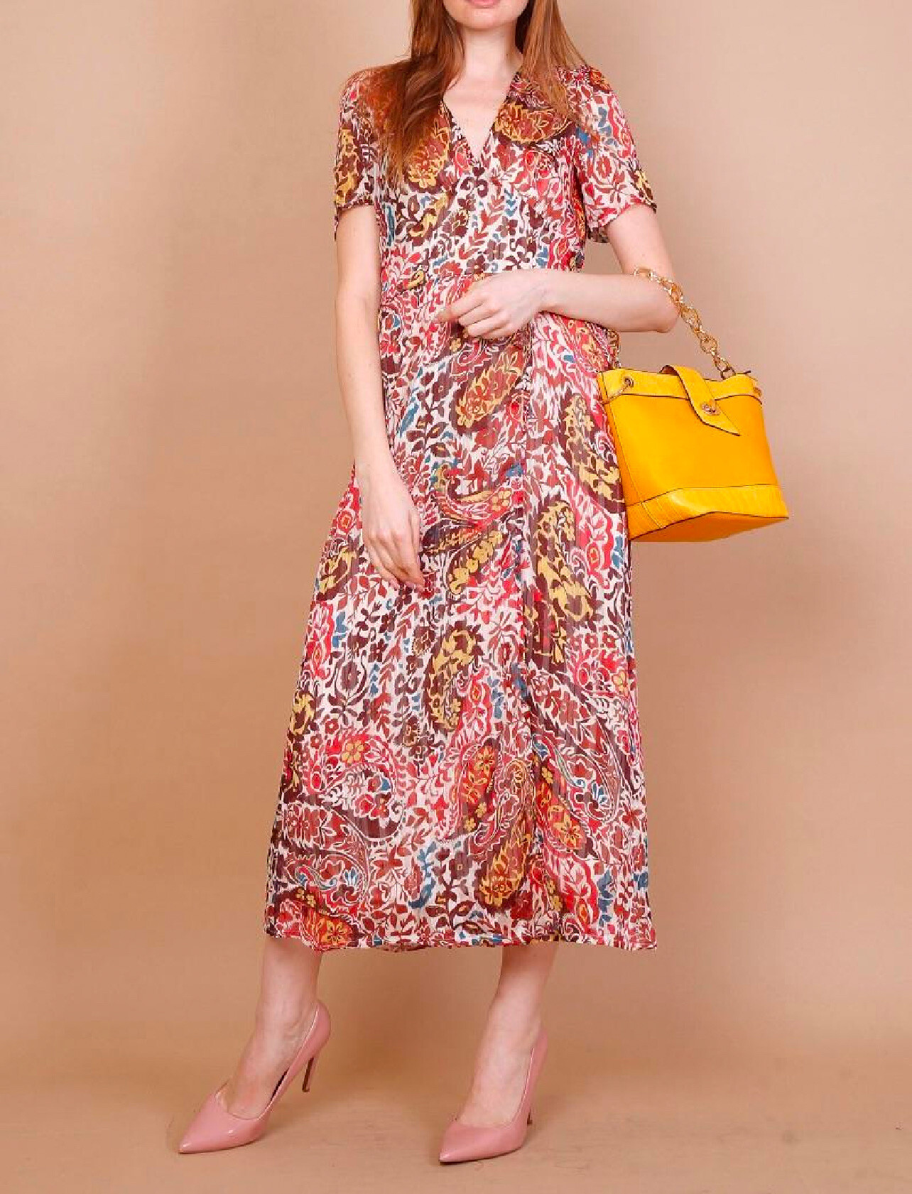 Großhändler Lilie Rose - Bedrucktes Kleid mit Blumen