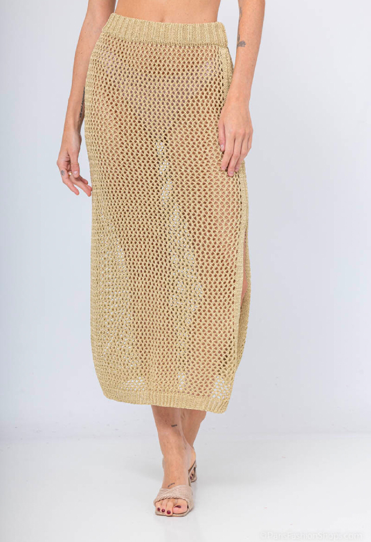 Grossiste Lilie Rose - jupe longue en crochet transparente,