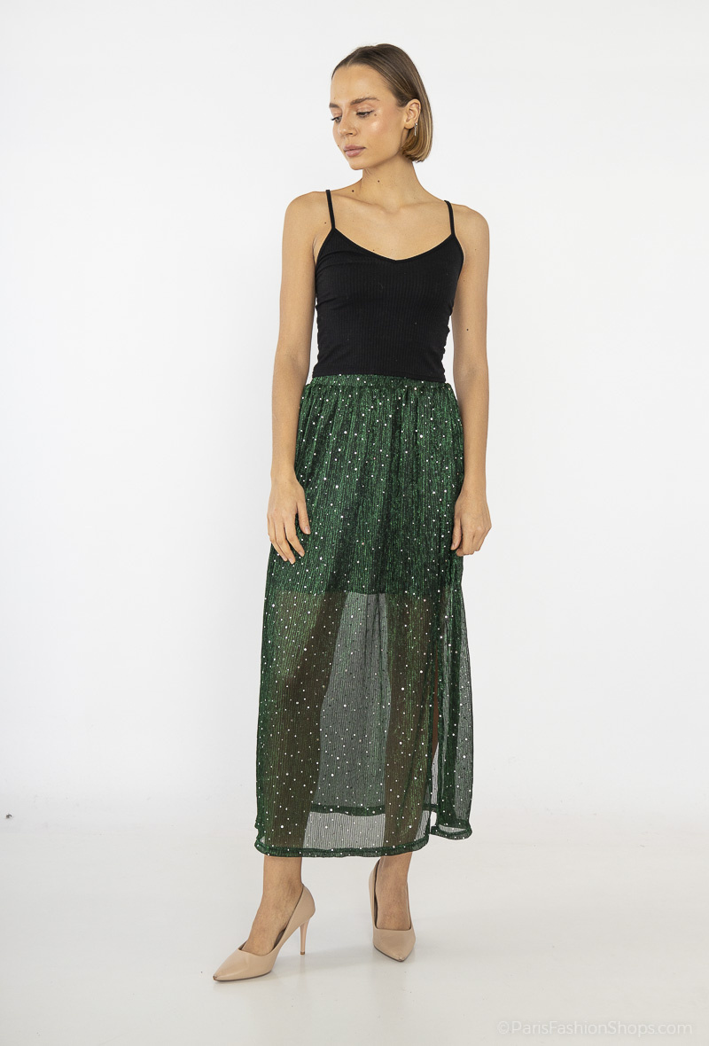 Wholesaler Lilie Rose - Long skirt sprinkled with sparkling sequins