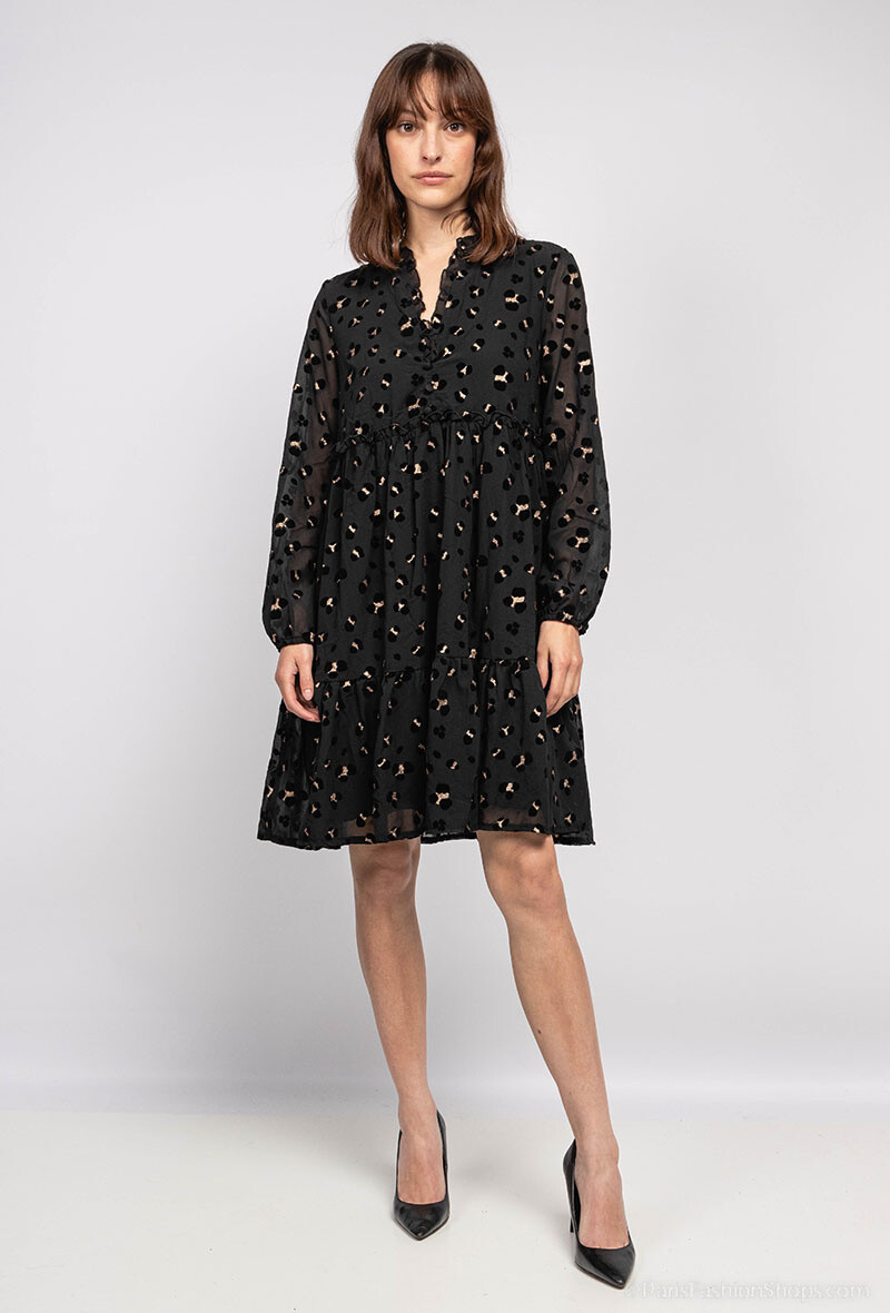 Wholesaler Lilie Rose - Animal print dress with velvet details