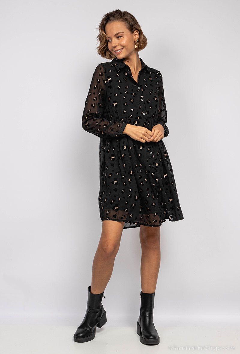 Wholesaler Lilie Rose - Animal print dress with velvet details