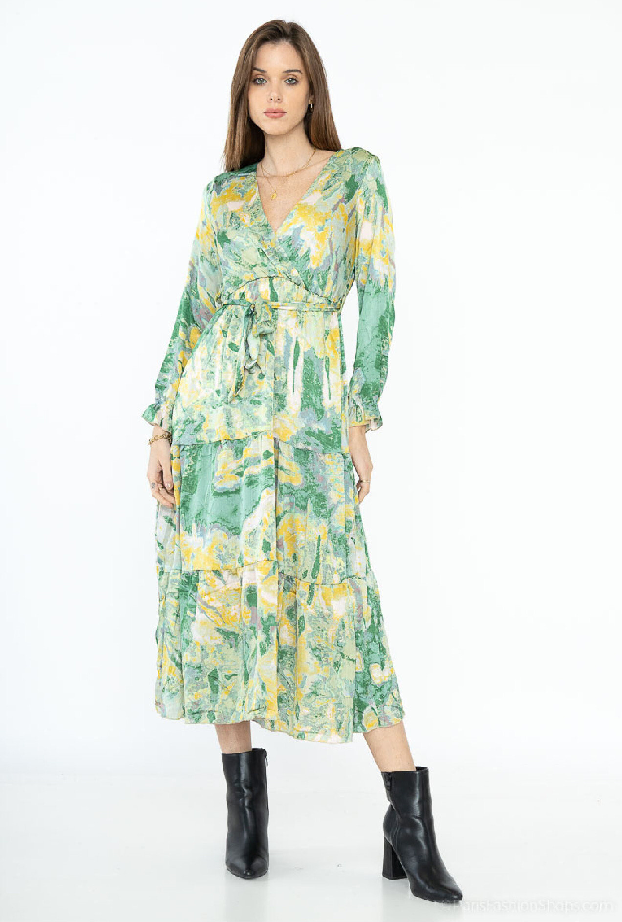 Großhändler Lilie Rose - Langes bedrucktes Kleid