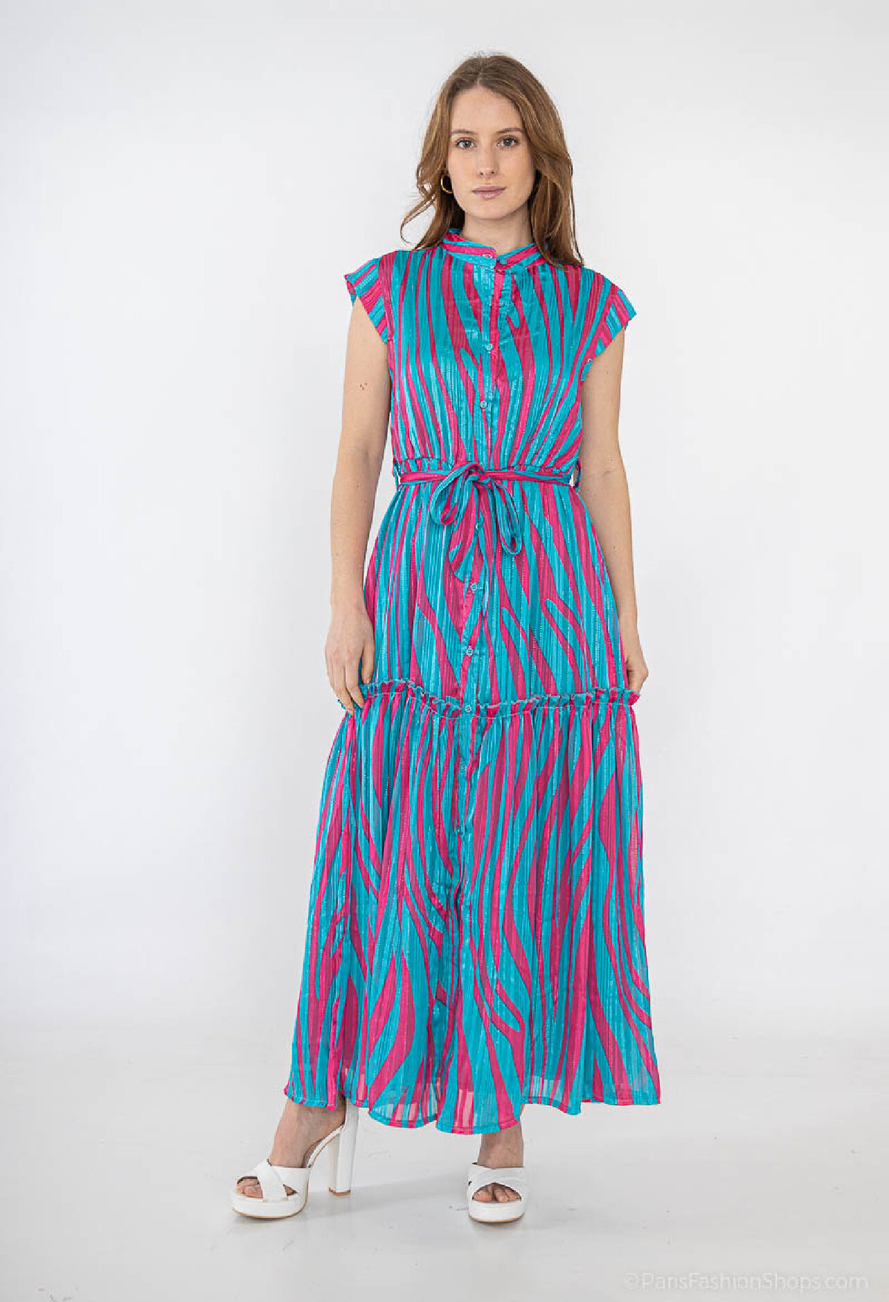 Großhändler Lilie Rose - Langes bedrucktes Kleid