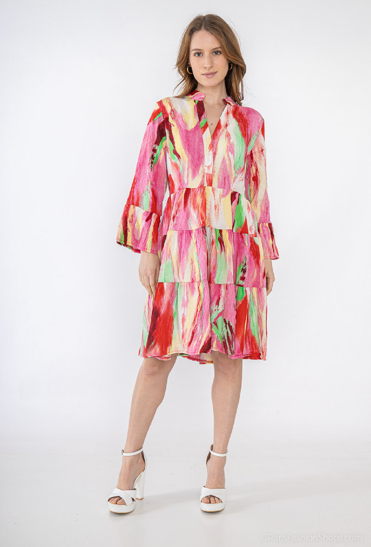 Großhändler Lilie Rose - kurzes bedrucktes Kleid