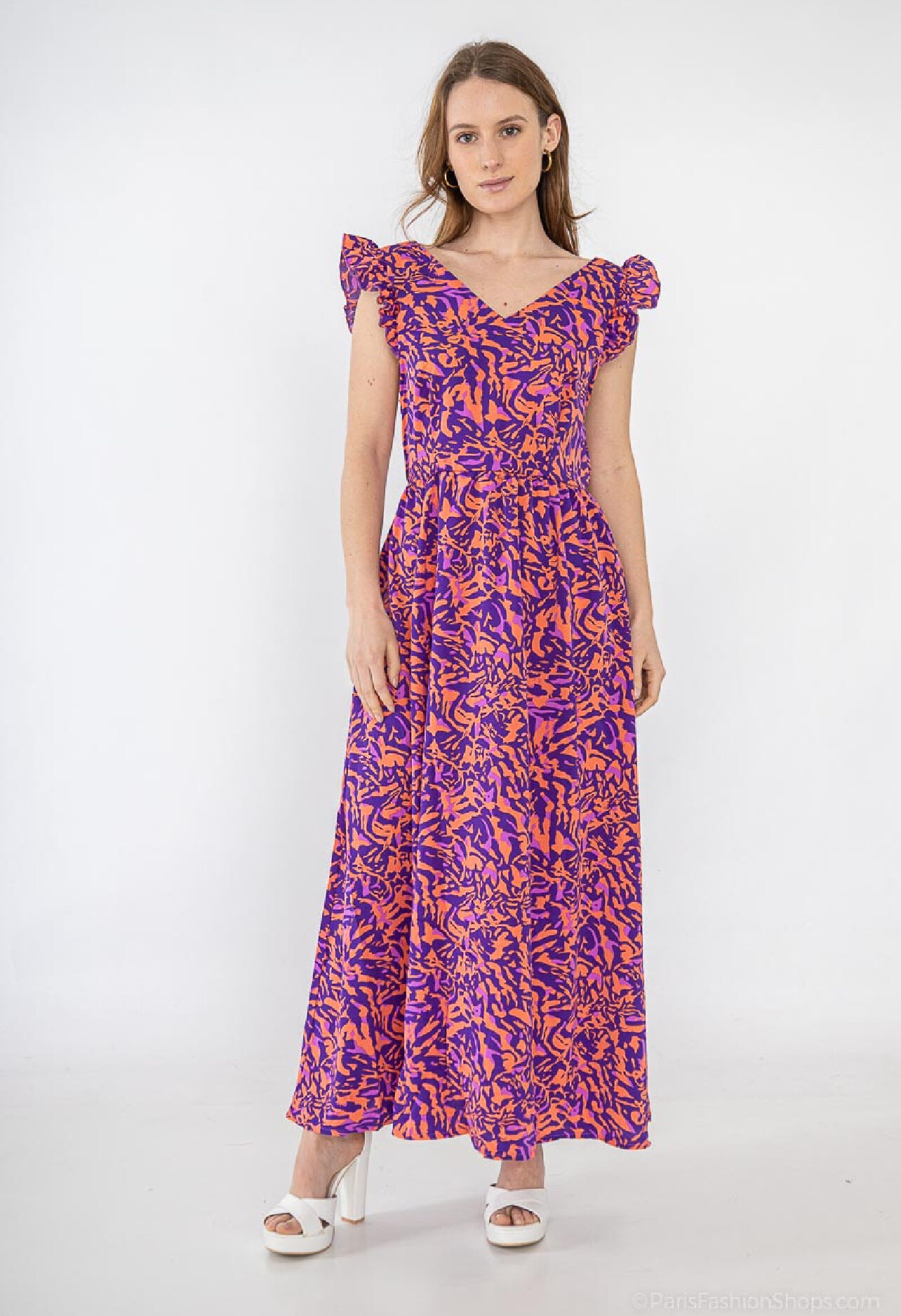 Großhändler Lilie Rose - Langes bedrucktes Kleid
