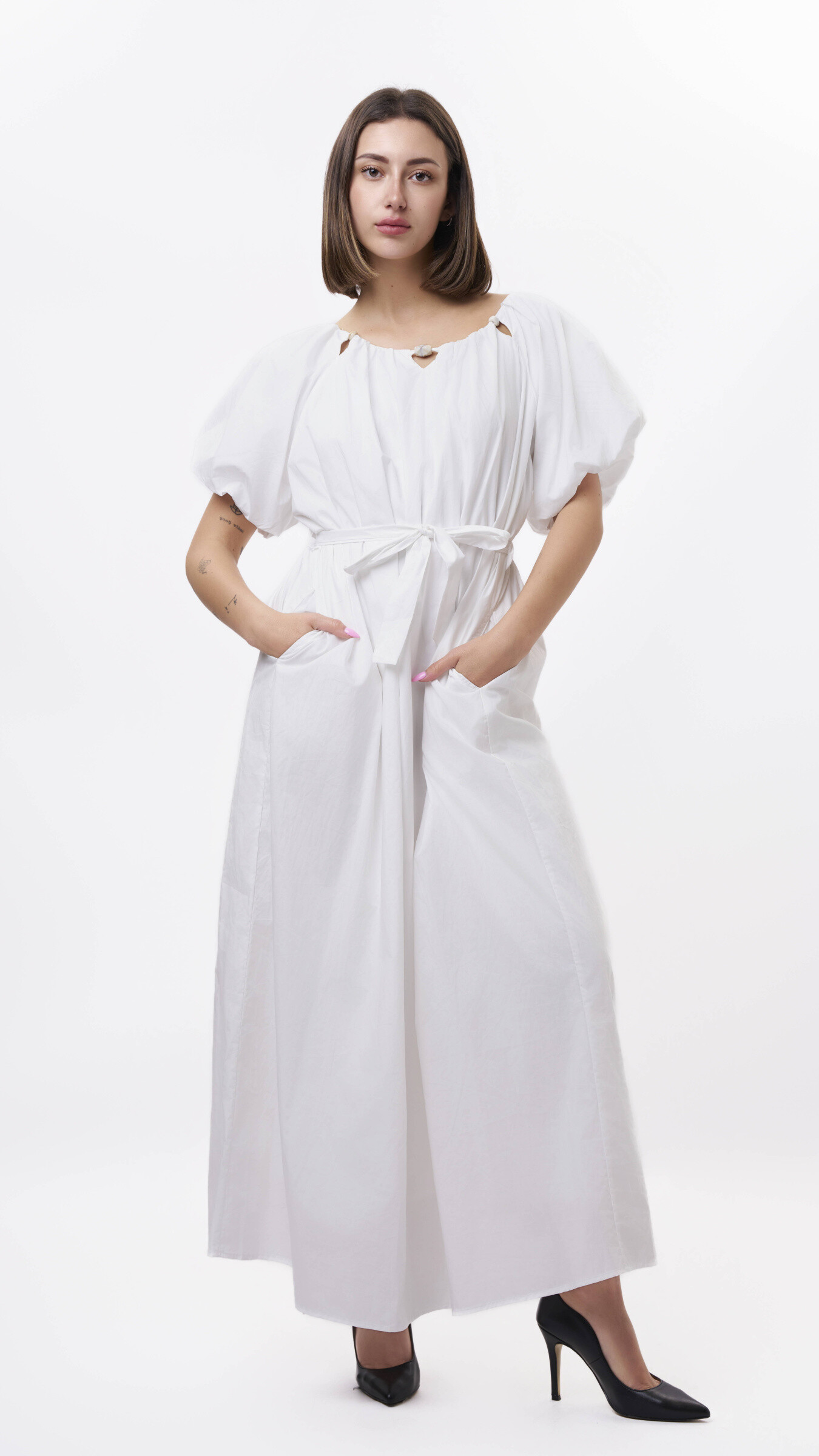 Wholesaler LILLA - Long dress with puff sleeves