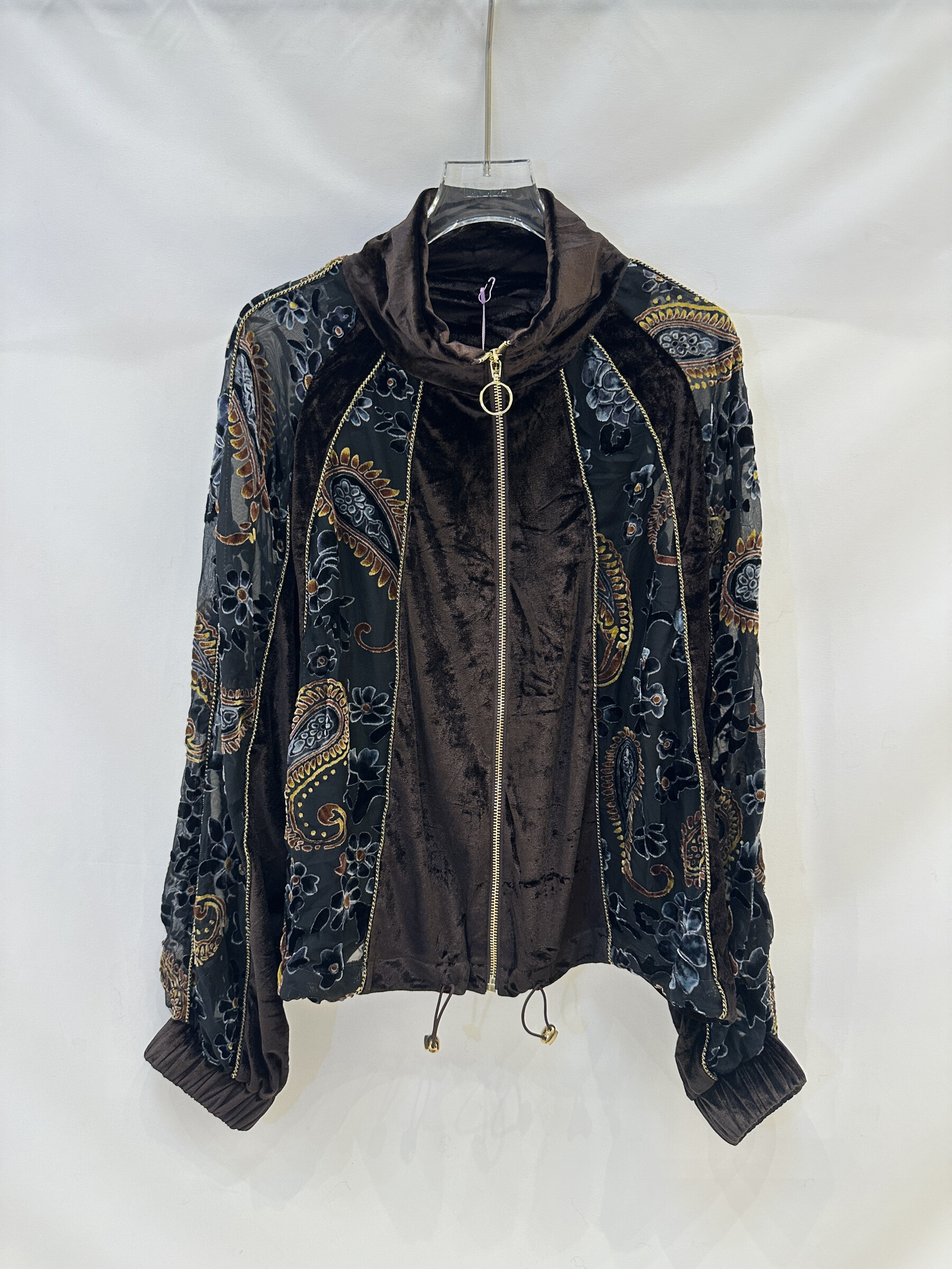 Großhändler LILLA - Burnout-Samt-Hemd mit Blumen- und Paisleymuster und Reißverschluss