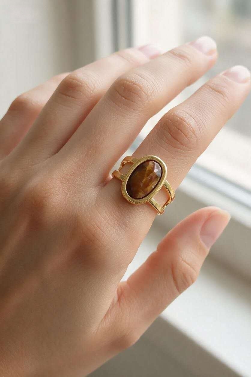 Wholesaler LILY CONTI - Adjustable gold-plated stainless steel ring with stone